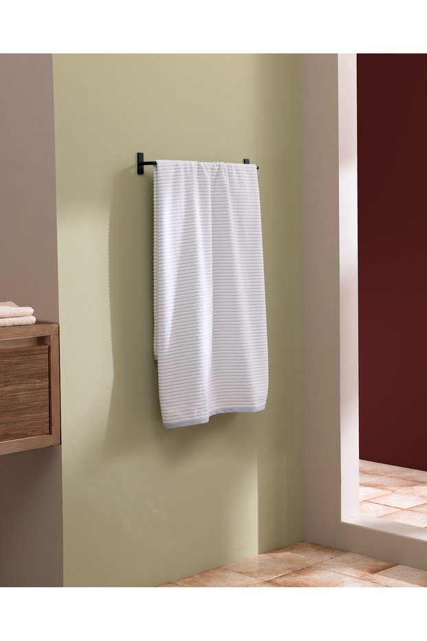 Trace Cotton Bath Towel - White/Blue - 70X140 cm