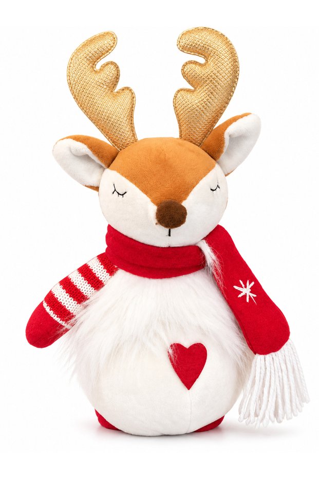 Christmas Decorative Deer Figure 28 cm Plush Christmas Ornament with Red Scarf
