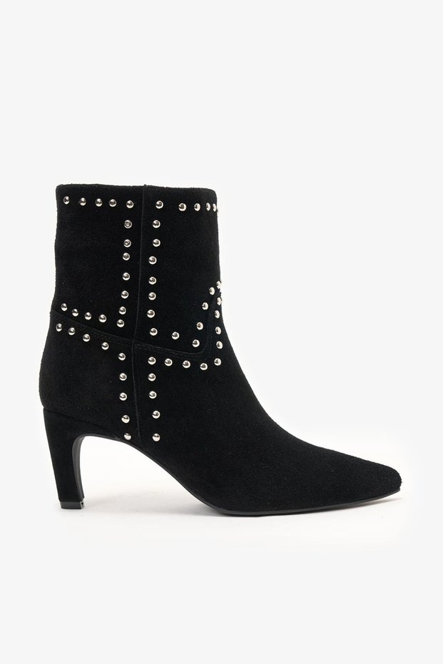 Shirley Black Suede Leather Women's Heeled Boots