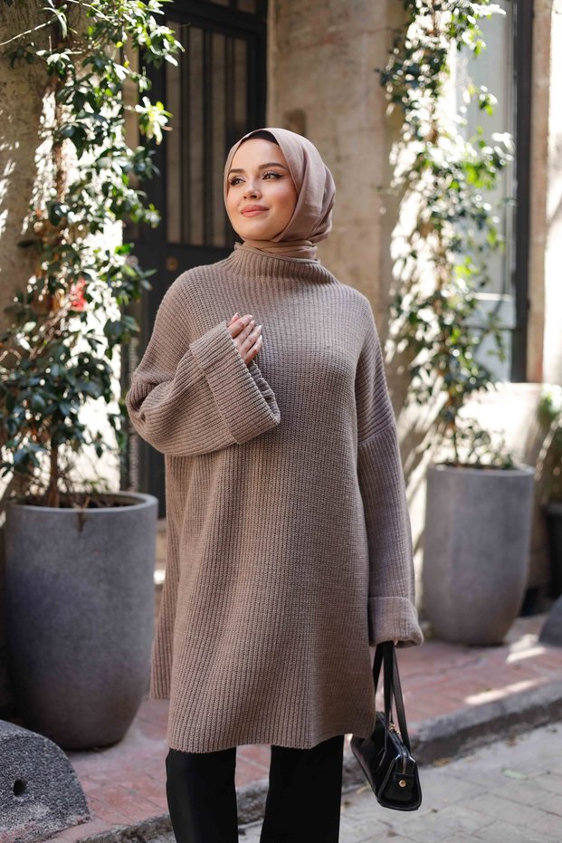 Women's Oversize High Neck Thessaloniki Knit Sweater, Tunic