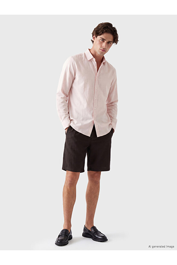Ozmarka New Season Brown Regular Fit Dobby Men's Shorts