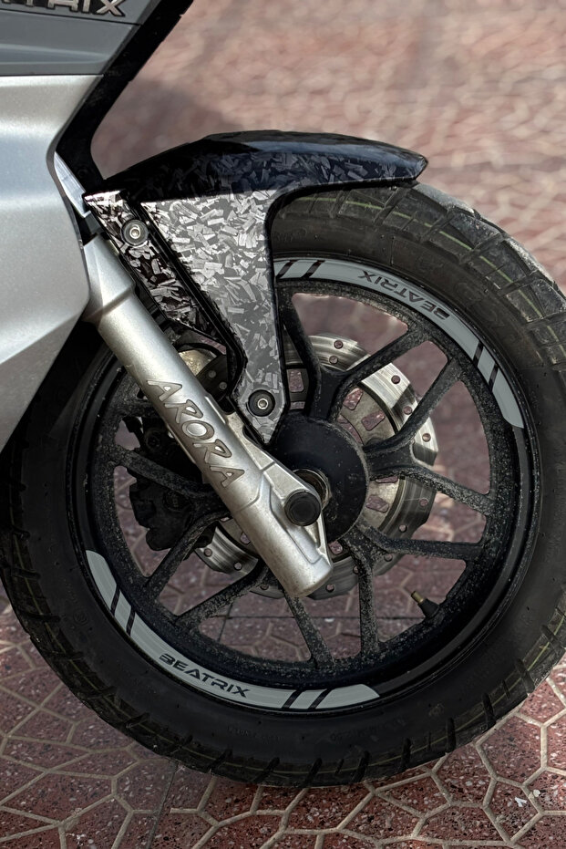 8-piece front & rear wheel rim sticker set for arora beatrix (beatrix text included)