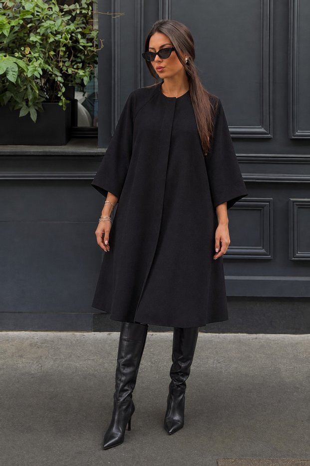 Women's Premium Oversize Long Comfortable Black Cashmere Poncho