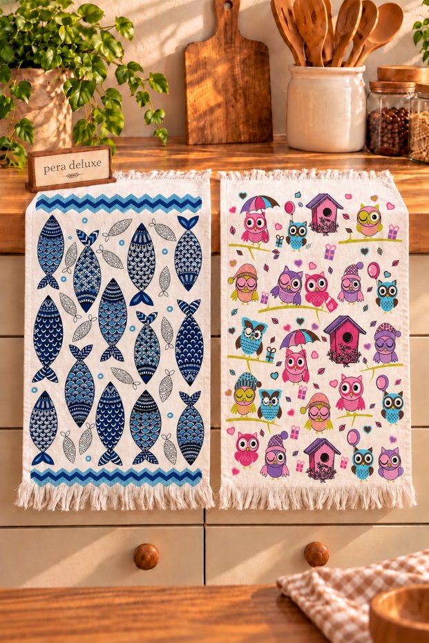 Kitchen Towel Printed 40X60 2 Pieces Drying Cloth Hand Towel