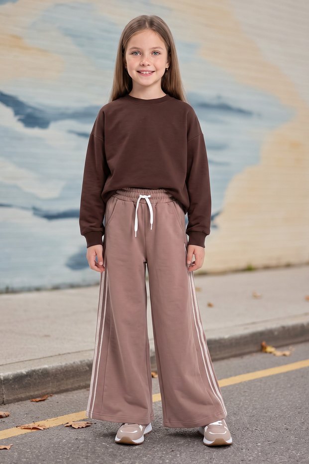 Garnili Glittery Elastic Waist Palazzo Girls' Sweatpants