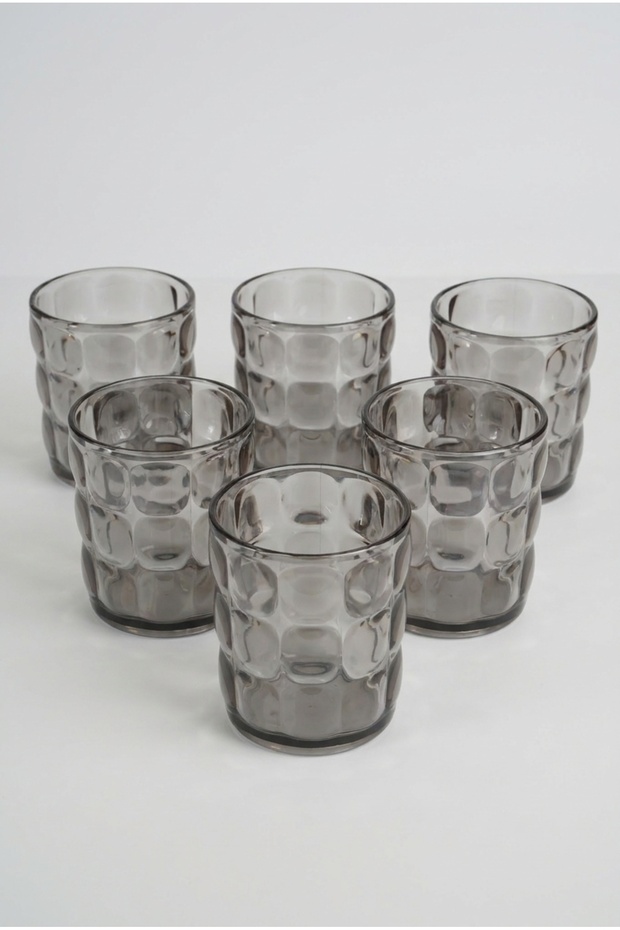 Set of 6 Acrylic Short Water Glasses 325 ml Embossed