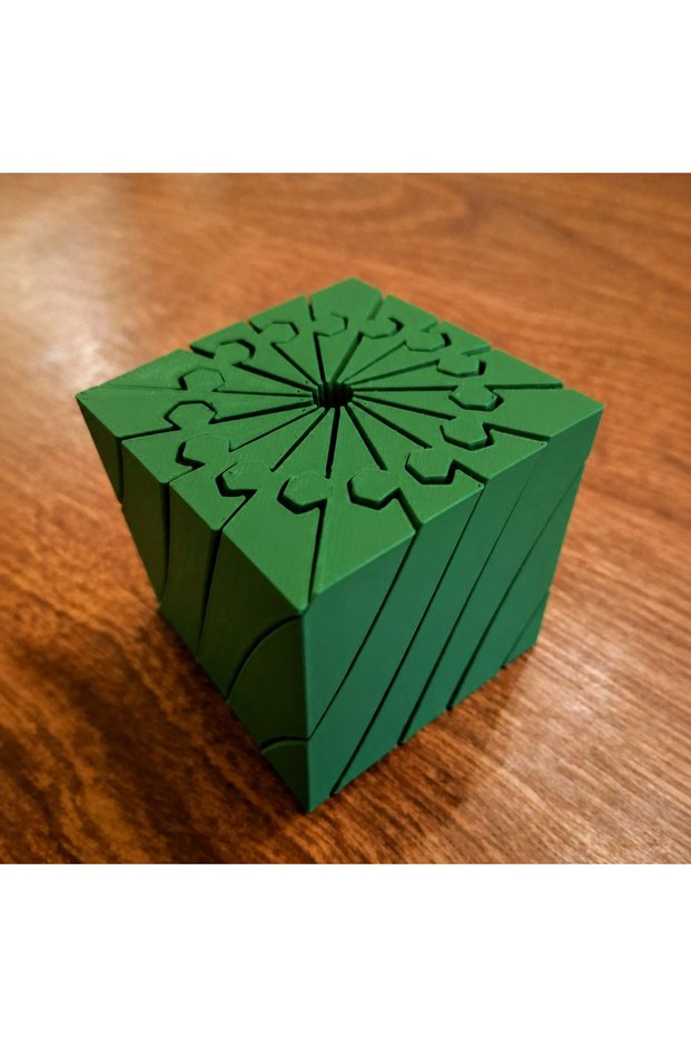 3D Printed Twisting Cube - Mechanical Rotating Puzzle Cube - Green Bzeldr05