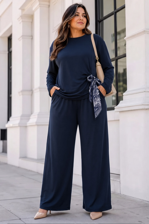 Plus Size Blouse Pants Scarf Set Tbsed003