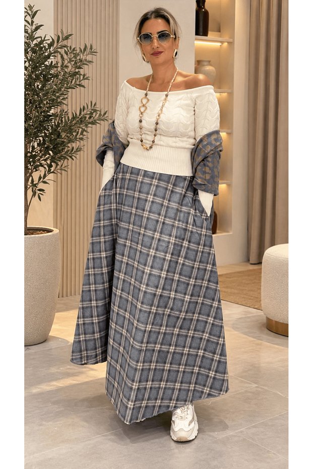 تنورة طويلة منقوشة
