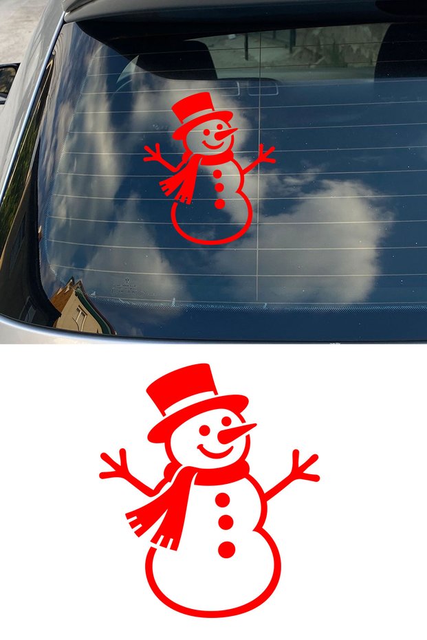 New Year Snowman Sticker – Decorative Decal for Car Windshield, Helmet, and Laptop 12X15Cm