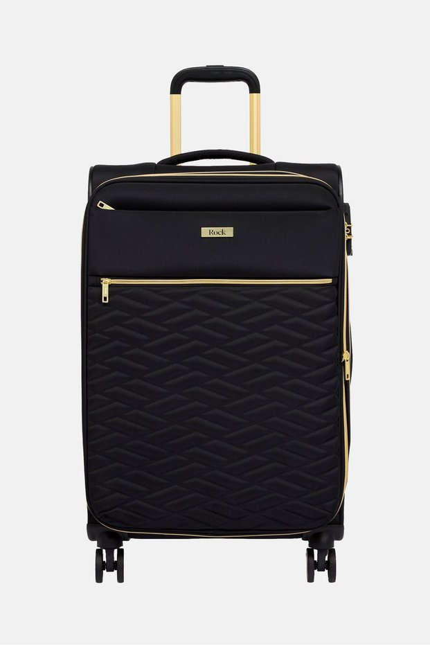 24 Inch Softshell Expandable Check In Spinner Luggage, Black
