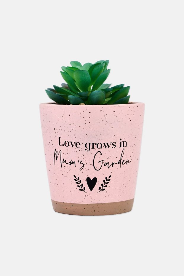 Moments Faux Succulent Mums Garden, Pink