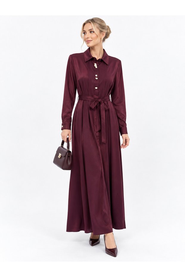 Button Detailed Full Length Dress Length 138 cm