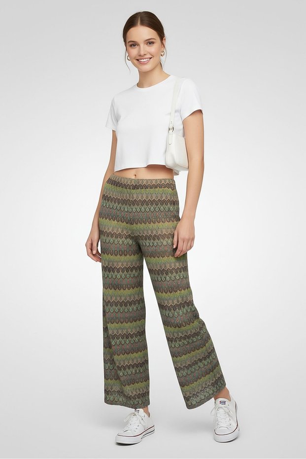 Women Regular Fit Crochet Wide Leg Pants, Multicolor