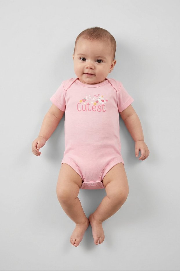 Toddlers Girl 3 Pcs Allover Print Bodysuits, Multicolor