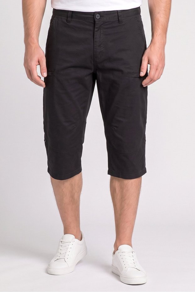 Men Solid 3/4 Cargo Shorts, Black