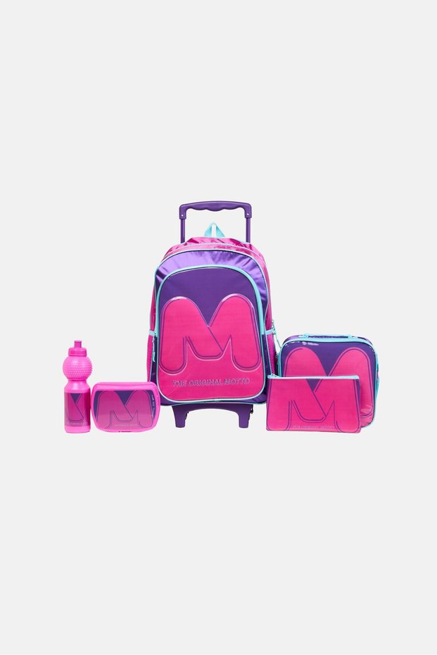 Motto CBPC2 5In1 Trolley Box Set 16" I Trolley I Lunch Bag I Water Bottle I Pencil Case I Lunch Box I Packaging