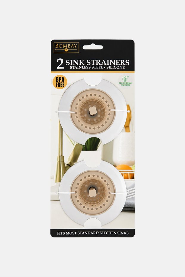 2 Pcs Silicone Kitchen Sink Drain Strainer With Stainless Steel Edge, Multicolor