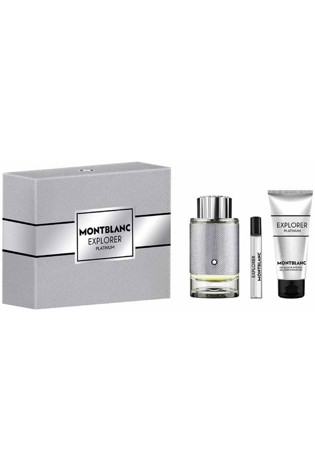 Mont Blanc Explorer Platinum For Men Set Edp 100Ml + Edp 7.5Ml + All-Over Shower Gel 100Ml Transparent/Combination