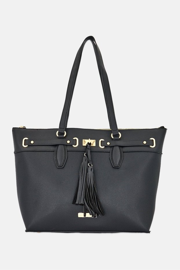 Women Brand Logo Tote Bag, Black