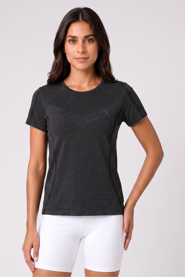 Women Slim Fit Short Sleeve Running T-Shirt, Dark Grey