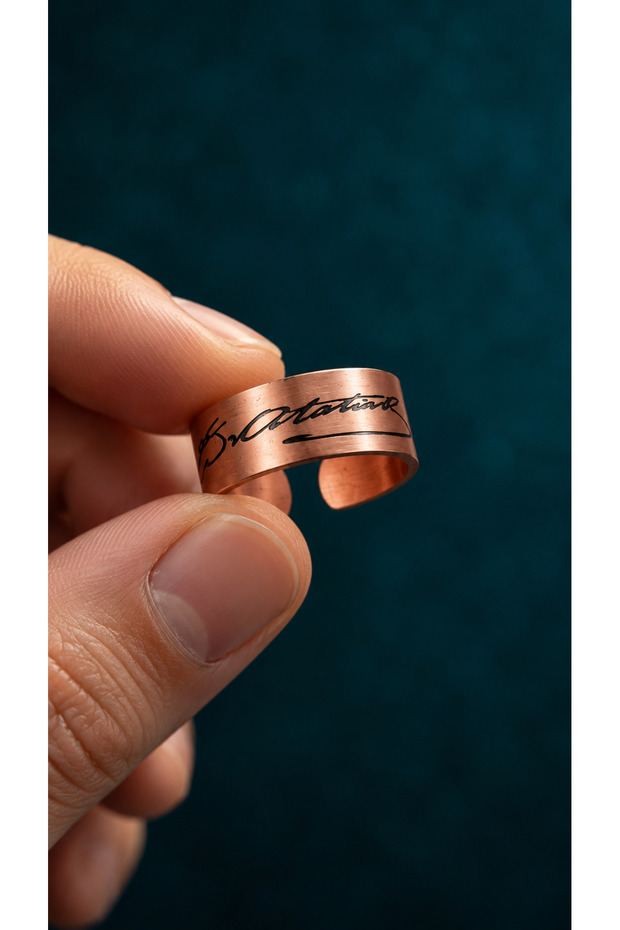 Ataturk Signed Adjustable Pure Copper Unisex Ring