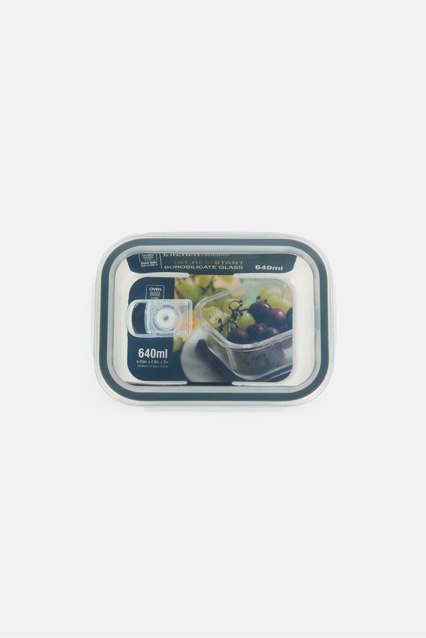 Air Tight Lid Glass Lunch Box 640 ml, Grey