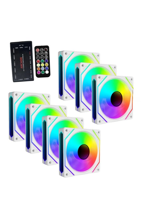 Spectre Pro Argb 7X120Mm Silent Professional Remote Controlled Argb Fan Set White