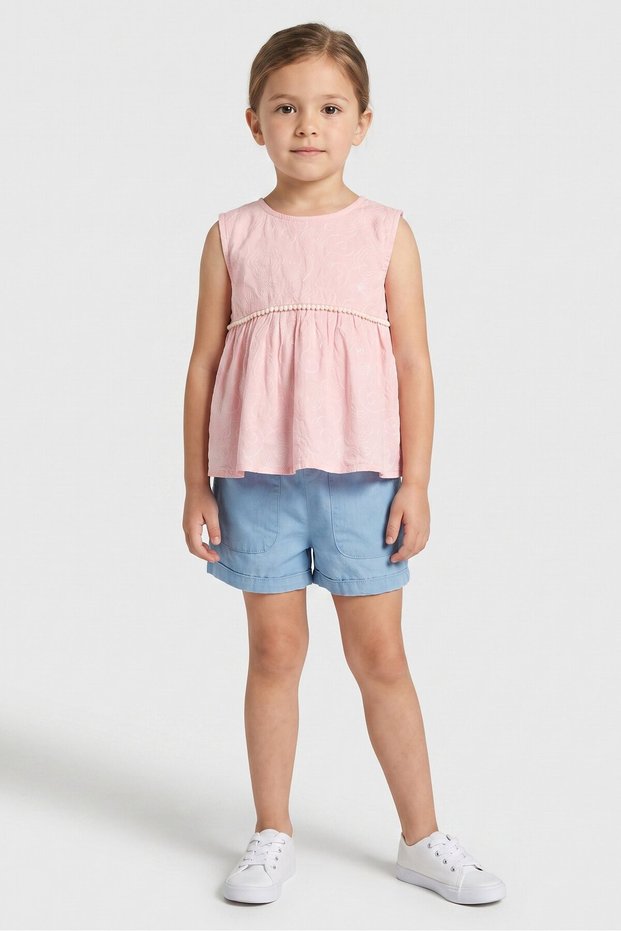 Kids Girl 2 Pieces Allover Print Top And Shorts Set, Multicolor
