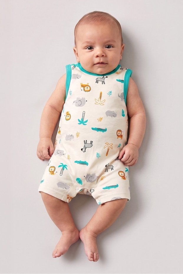Toddlers Boy 2 Pieces Graphic Print Rompers, Multicolor
