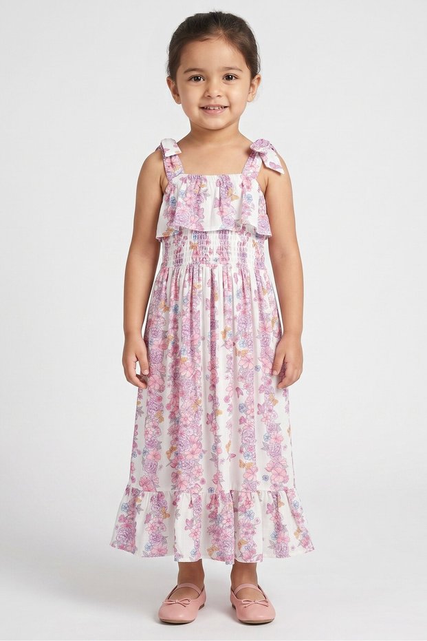 Toddlers Girl Floral Print Dress, Multicolor