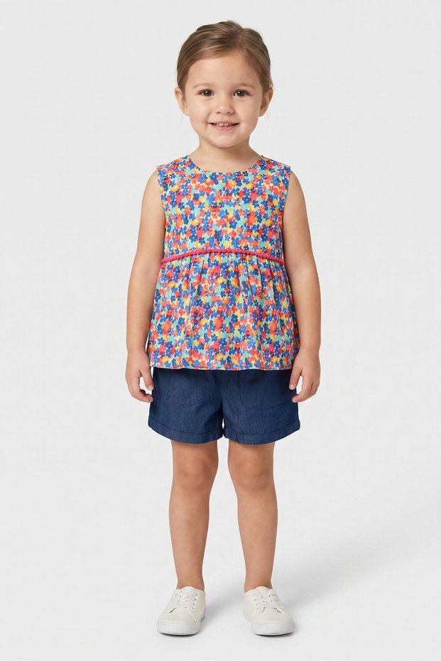 Toddlers Girl 2 Pcs Floral Top And Short, Multicolor