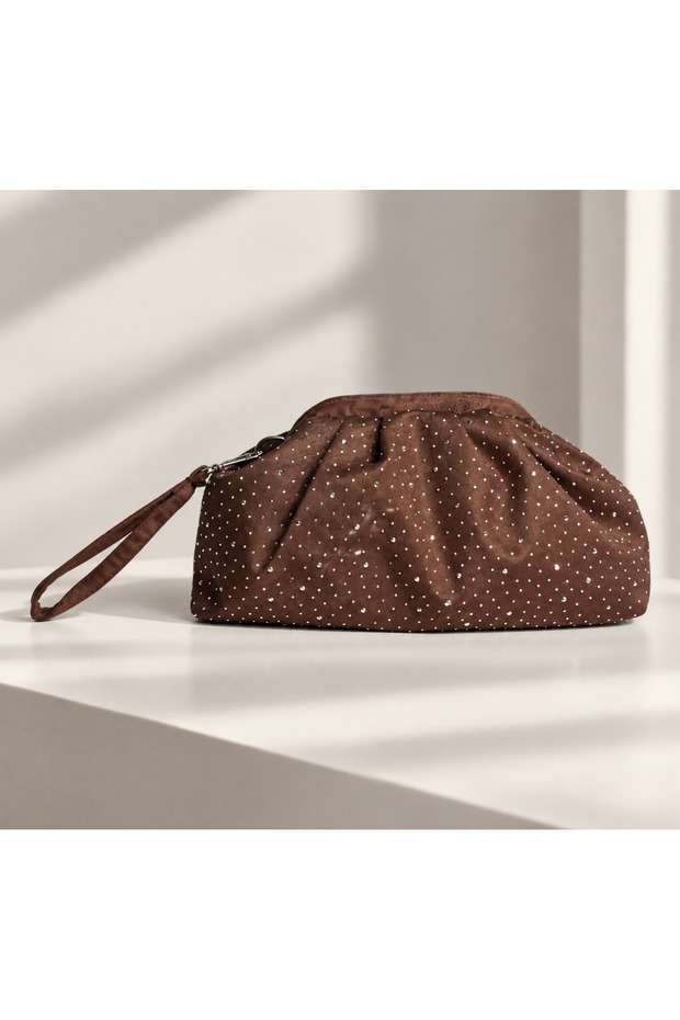 Women's Suede Stone-Embellished Hand and Shoulder Bag