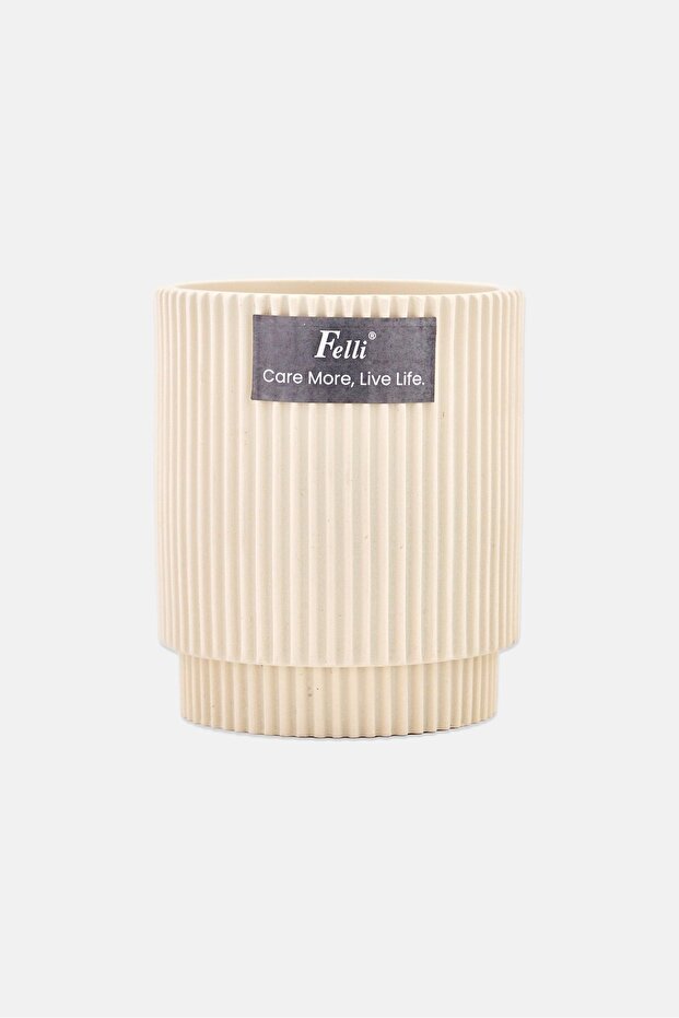Ceramic Ribbled Toothbrush Holder, Beige