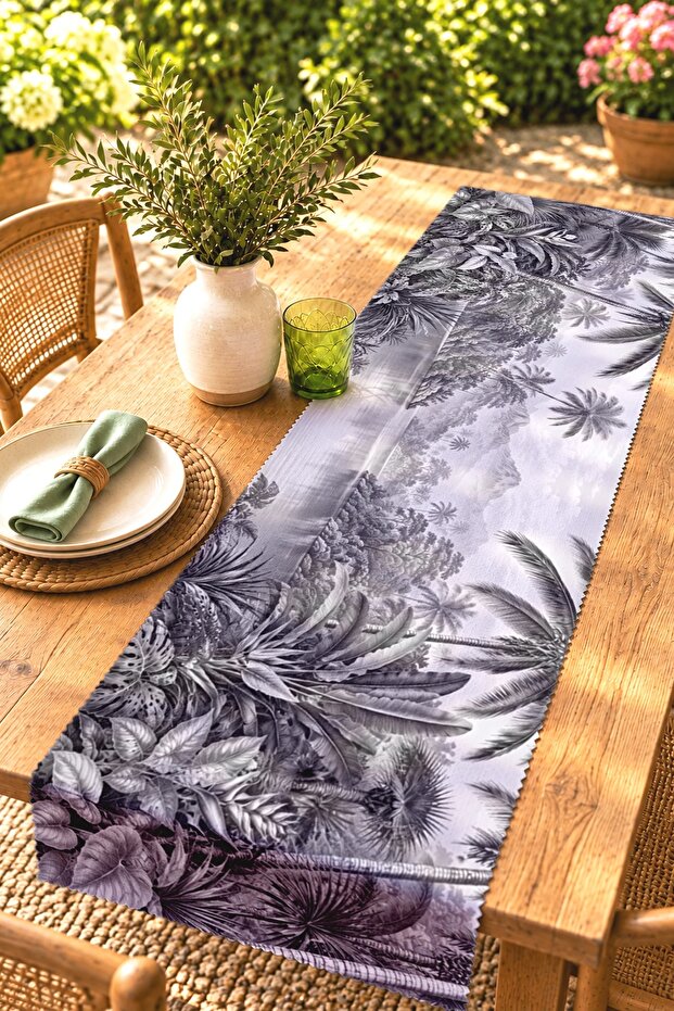 Gray Tones Amazon Patterned Runner/Tablecloth/American Placemat