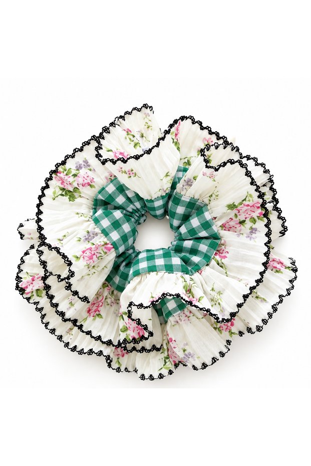 Ruffle Detailed Gingham Scrunchie Buckle
