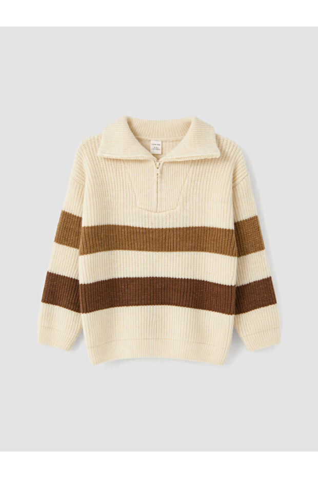 Zipper Roba Collar Boys' Knitwear Sweater from Uzg Store for Style Enthusiasts