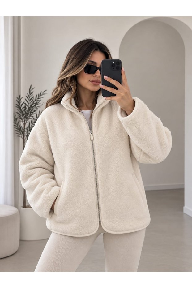 Zippered Plush Fleece Jacket