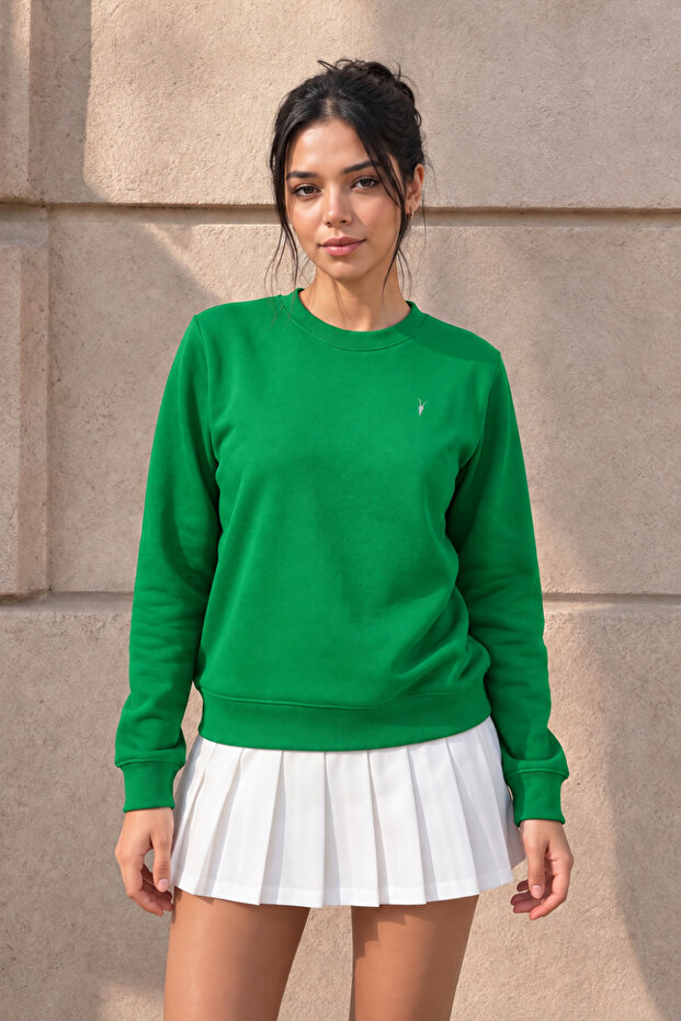 Women's Long Sleeve Comfort Green Loose Sweatshirt