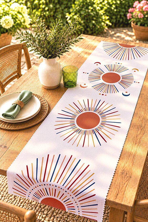 Abstract Sun Patterned Runner / Tablecloth / Placemat