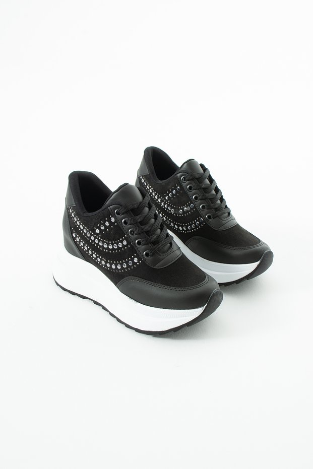 Mdln 952 Stripe Stone Detailed Hidden Heel Sports Shoes