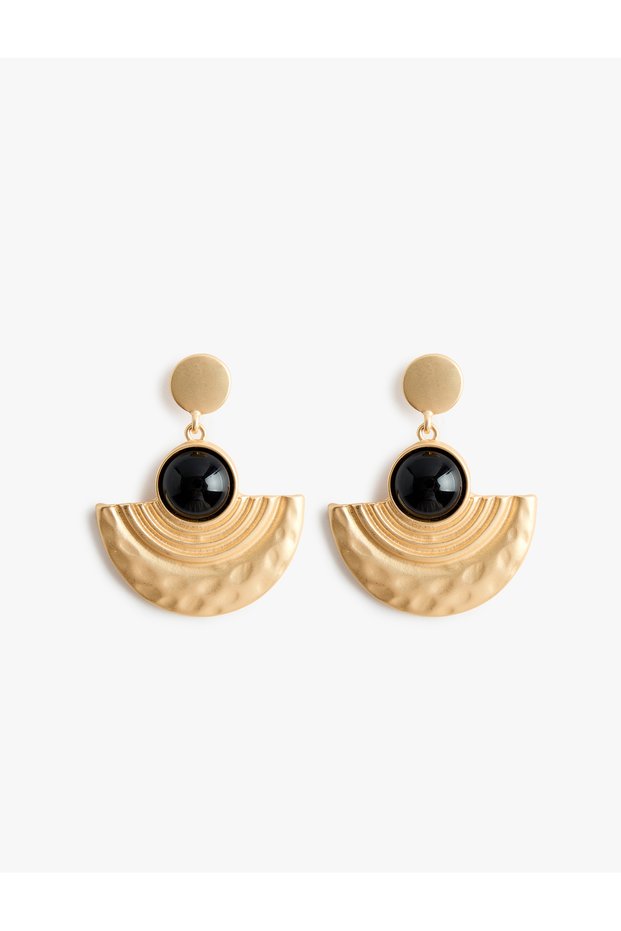 Geometric Earrings with Stones and Dangles