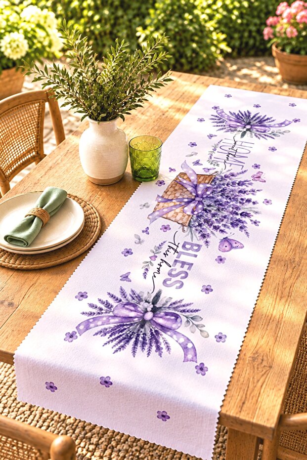 Purple Lavender Patterned Runner / Tablecloth / Placemat