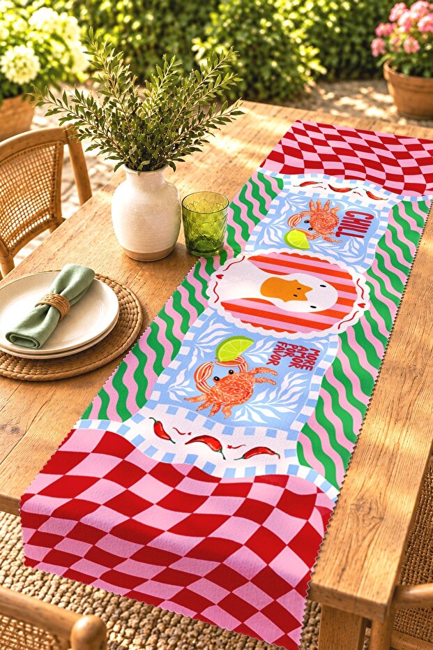 Crab and Duck Theme Patterned Runner/Tablecloth/Placemat