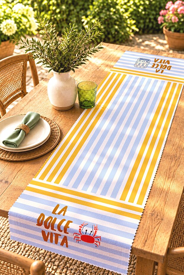 Crab and Sardine Patterned Runner / Tablecloth / Placemat