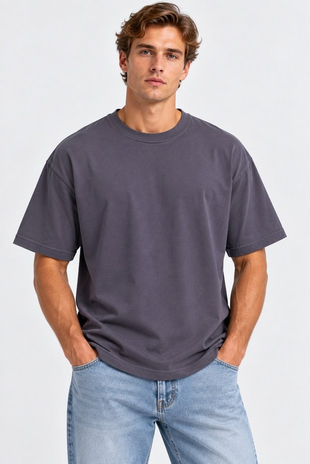 Men's Oversize T-Shirt T-Shirt Casual Fit White Smoked Gray Khaki Red Black Stone