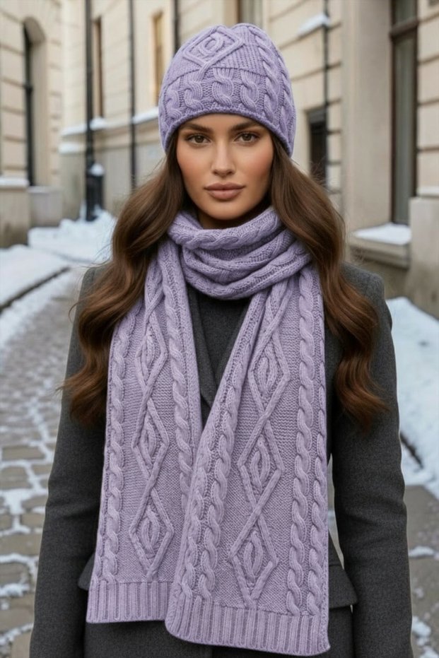 Women's Winter Wool Knitwear Scarf Beanie Set