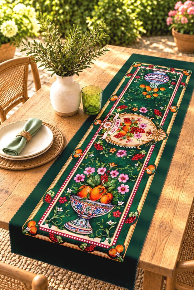 Flowers in the Bowl Patterned Runner / Tablecloth / Placemat