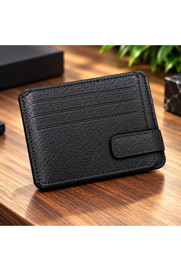 Genuine Leather Wallet – Slim Design, Card Compartments, Magnetic Closure, Id Compartment, Gray Wallet