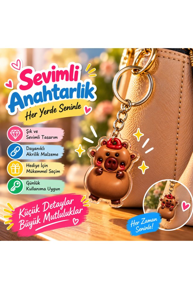 Capybara Figured Keychain – Adorable Capybara Bag and Key Accessory